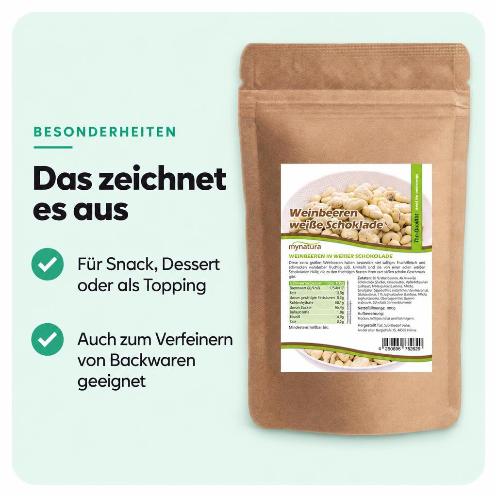 Mynatura Weinbeeren in weißer Schokolade – in verschiedenen Größen – Bild 5