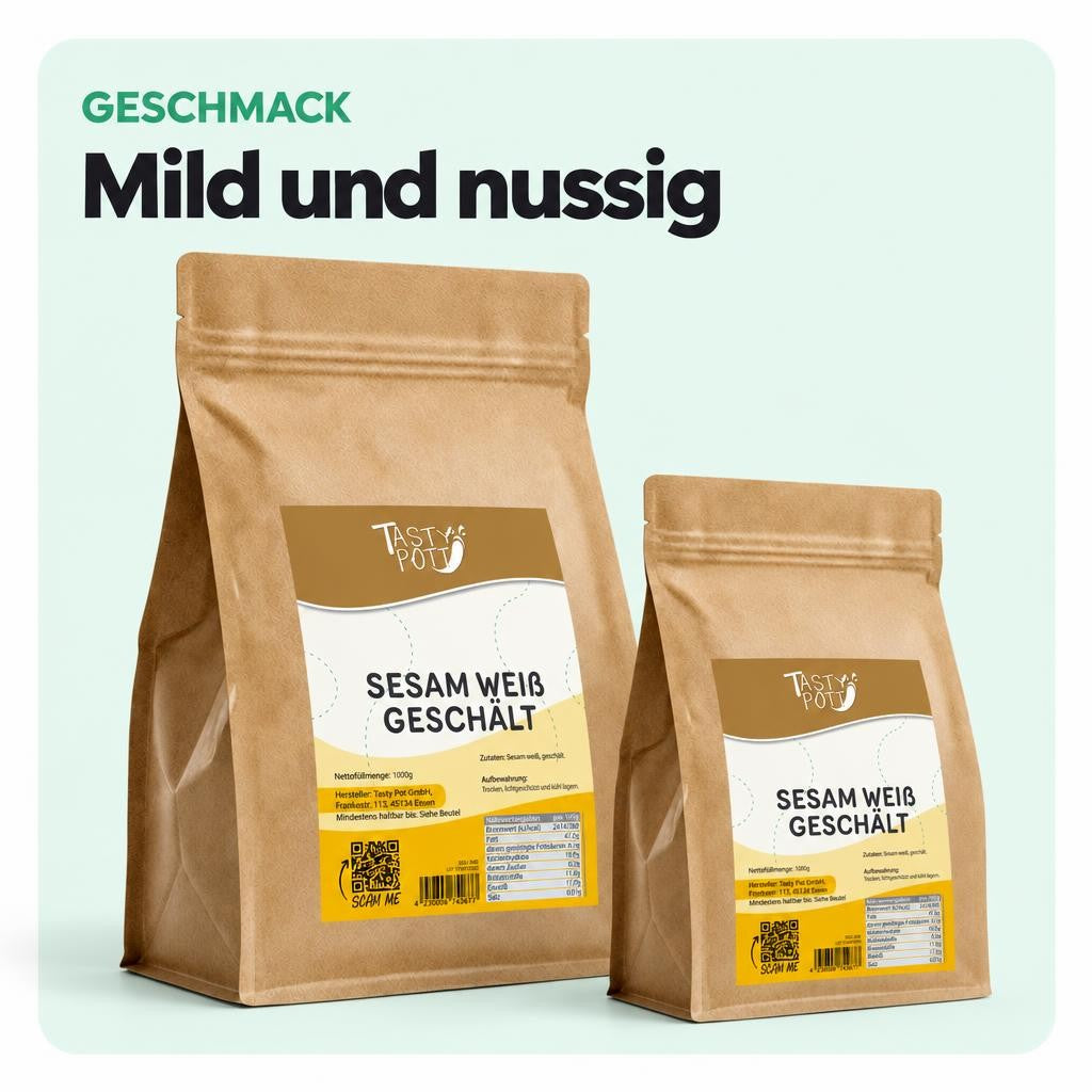 Tasty Pott weißer Sesam geschält - im Beutel – Bild 4