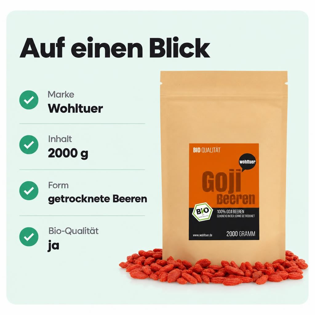 Wohltuer Bio Goji Beeren Superfood 2000g Beutel – Bild 3