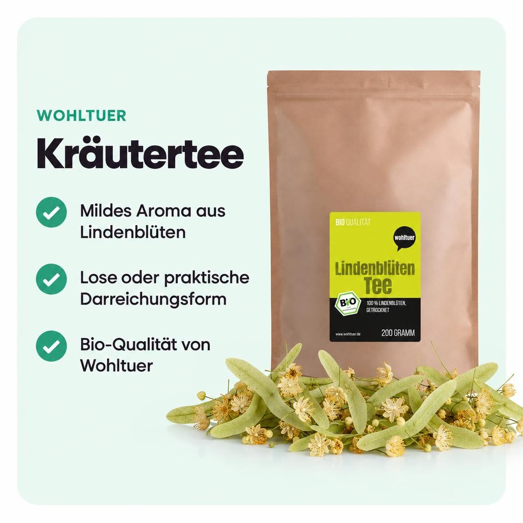 Milder Bio Lindenblütentee für entspannte Genussmomente.