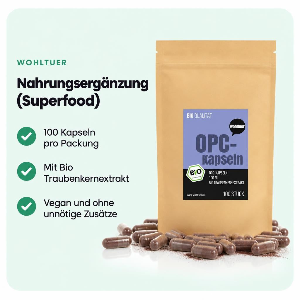 Wohltuer Bio OPC Traubenkernextrakt - 100 Kapseln – Bild 2