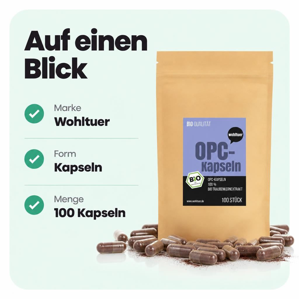 Wohltuer Bio OPC Traubenkernextrakt - 100 Kapseln – Bild 3