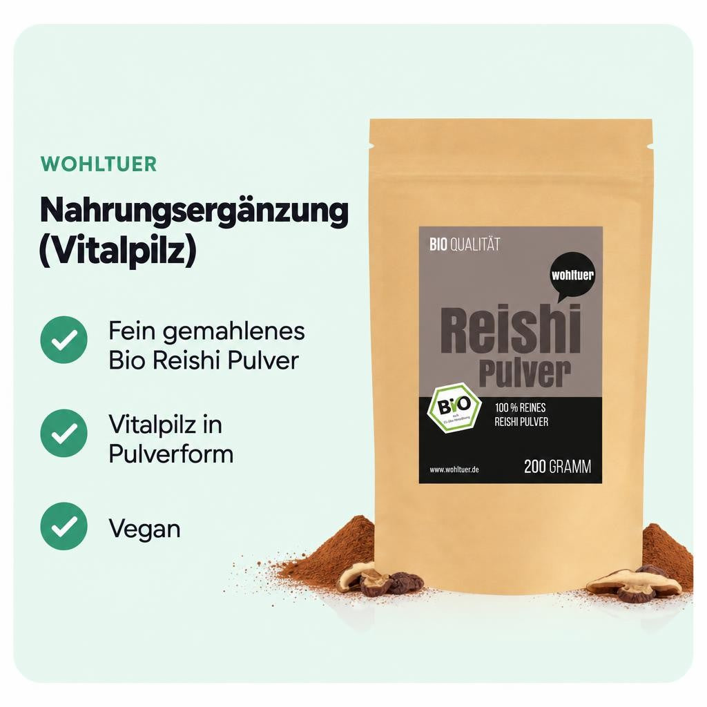 Wohltuer Bio Reishi Pulver Vitalpilz Mineralstoffreiche 200g – Bild 2