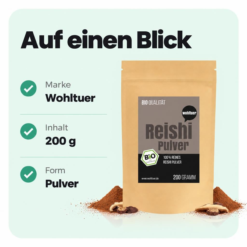 Wohltuer Bio Reishi Pulver Vitalpilz Mineralstoffreiche 200g – Bild 3