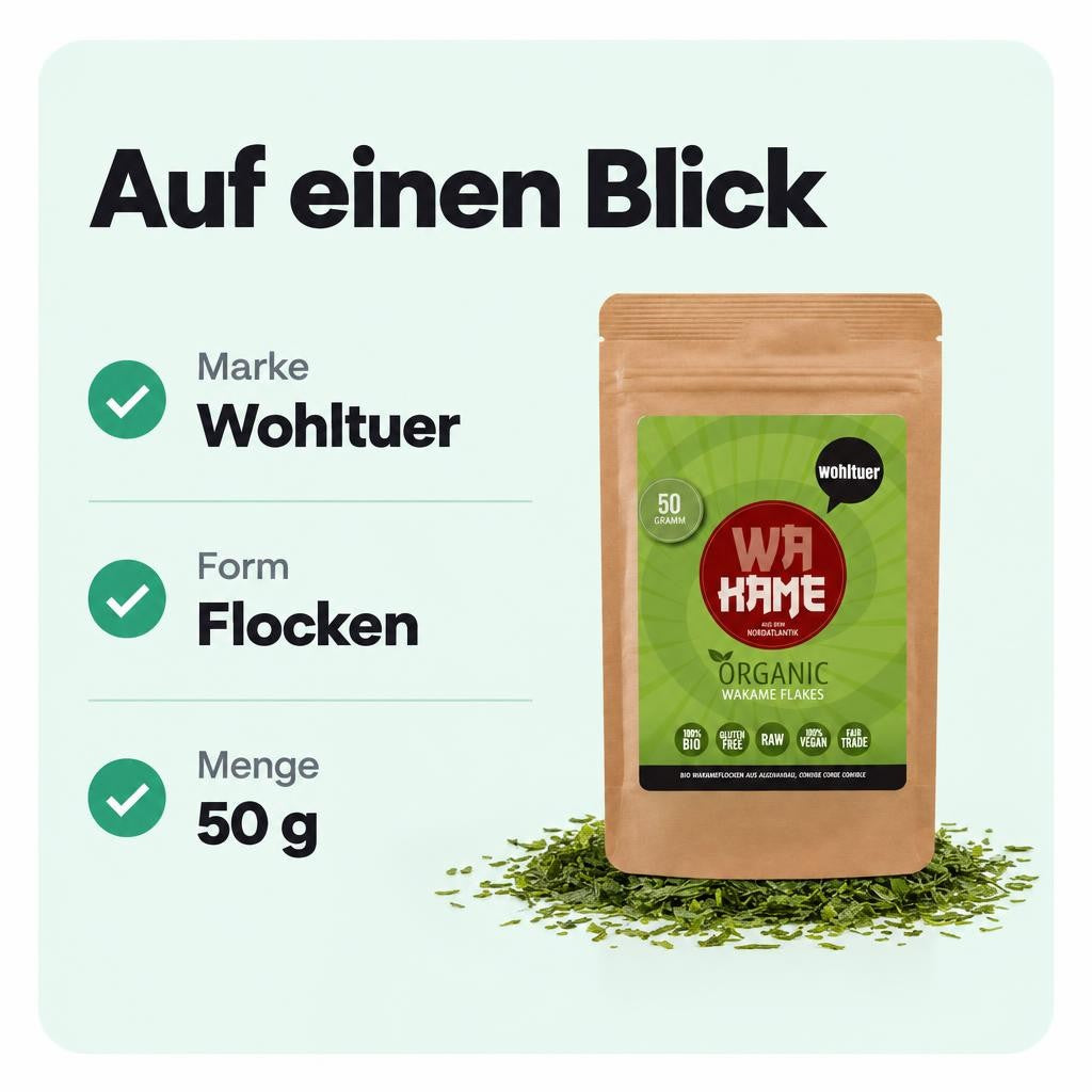 Wohltuer Bio Wakame Flocken Rohkost 50g – Bild 3