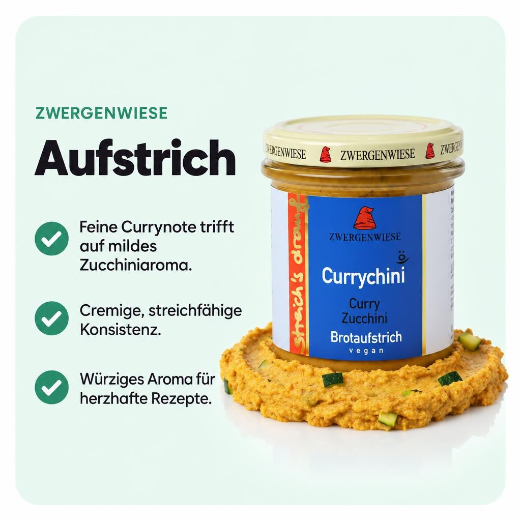 Zwergenwiese Bio Aufstrich streichs drauf Currychini (Curry-Zucchini) - 135g – Bild 2