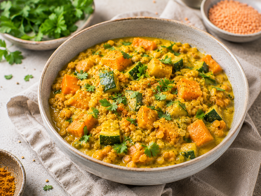 Cremiges Linsen-Gemüse-Curry mit Kokosmilch
