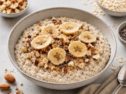 Cremige Banana-Chia-Oats mit Mandeln