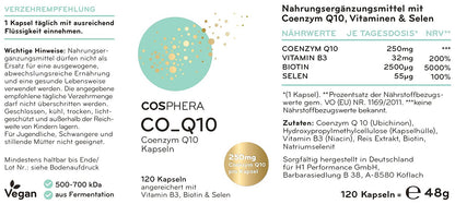 Cosphera Coenzym Q10 hochdosiert 250mg pro Kapsel - 120 Kapseln
