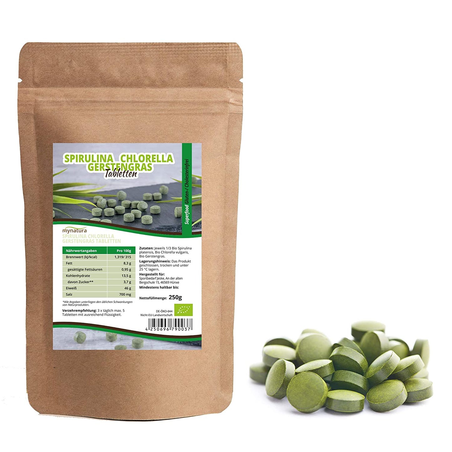 Mynatura Bio Spirulina Chlorella Gerstengras Mix Tabletten (250g)