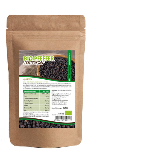 Mynatura Bio Schwarzer Pfeffer ganze Körner - 300g