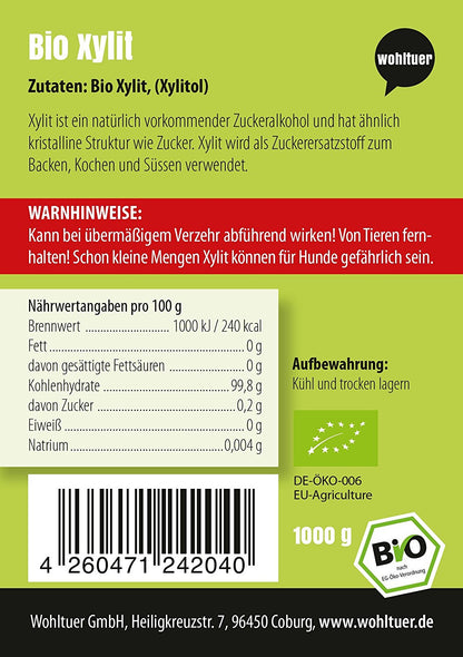 Wohltuer Bio Xylit Zucker - Birkenzucker im Beutel 1000g