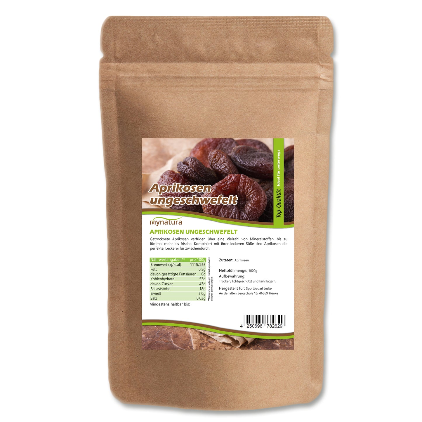 Mynatura getrocknete Aprikosen ungeschwefelt – 1kg