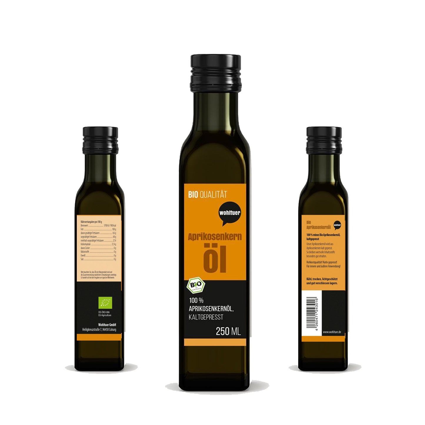 Wohltuer Bio Aprikosenkernöl kaltgepresst - 250ml