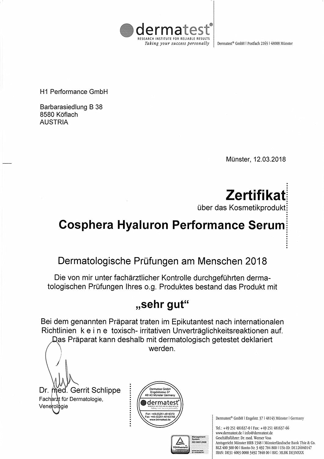 Cosphera Hyaluron Performance Serum hochdosiert - 50ml