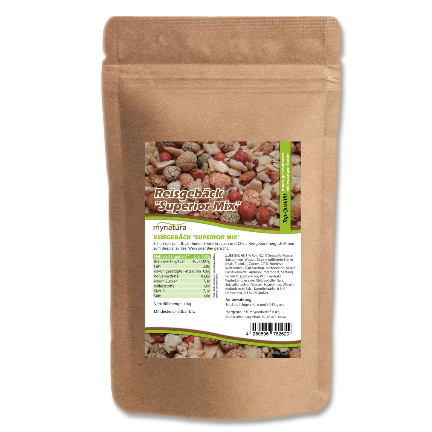 Mynatura Reisgebäck „Superior Mix“ zum Kochen, 0,75 kg, knuspriges Reisgebäck mit verschiedenen Sorten in einer Packung