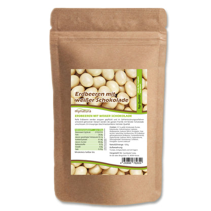 Mynatura gefriergetrocknete Erdbeeren in weißer Schokolade - ab 1000g - fit and life shop