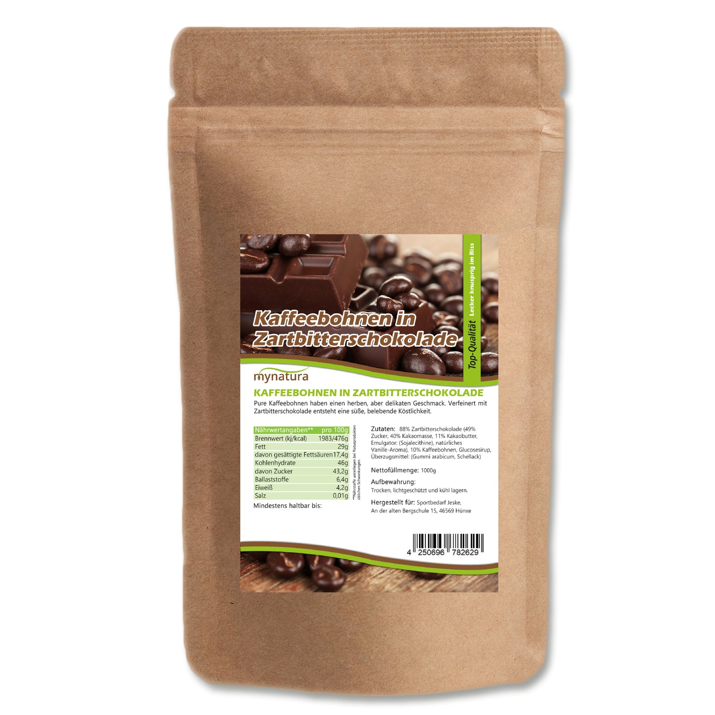 Kaffeebohnen in Zartbitterschokolade – ab 1000g - fit and life shop