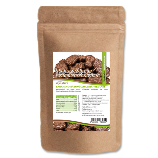 Mynatura  Bananenchips mit Vollmilchschokolade – ab 1000g - fit and life shop