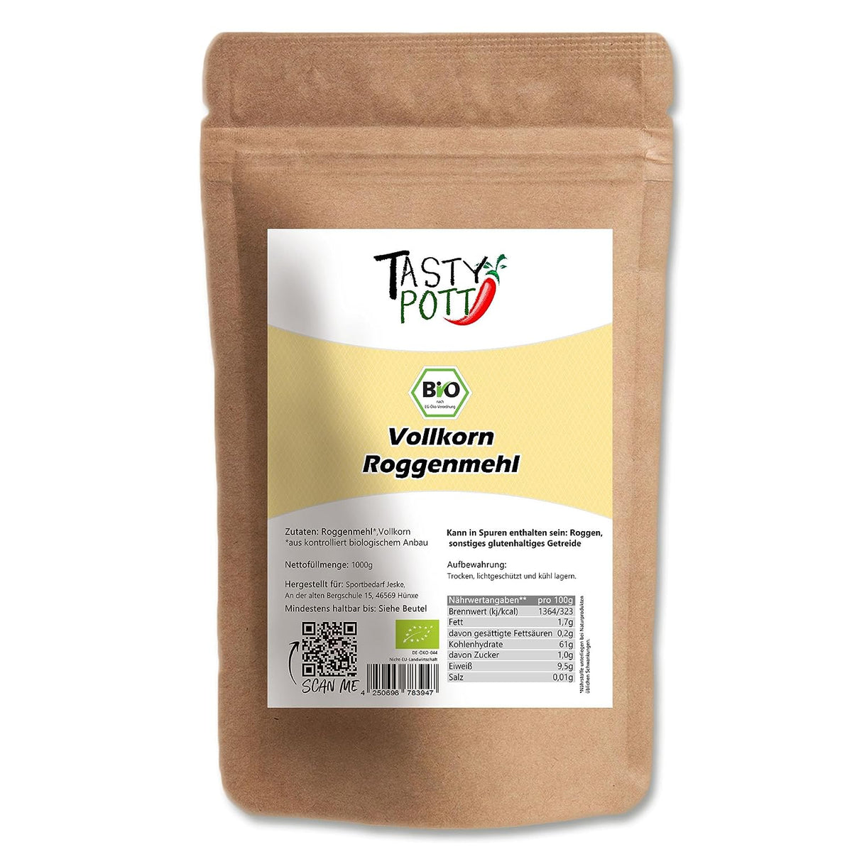 Tasty Pott Bio Roggenmehl Typ Vollkorn - im Beutel