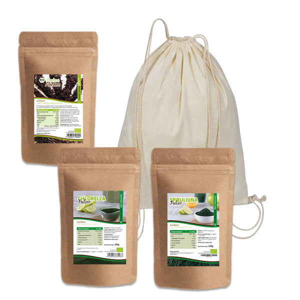 Mynatura Bio Algen Set - Dulse Flocken - Chlorella Pulver - Spirulina Pulver