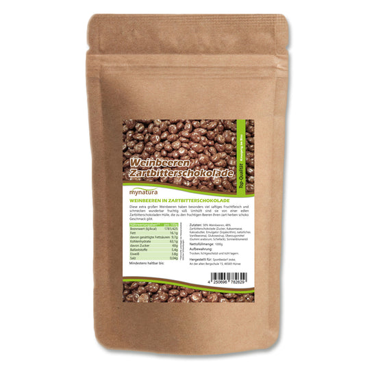 Mynatura Weinbeeren in Zartbitterschokolade – 1kg Beutel