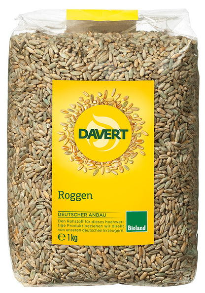 Bio Roggenmehl von Davert für Backwaren, 1 kg Packung, fein gemahlen und frisch, ideal zum Brotbacken.