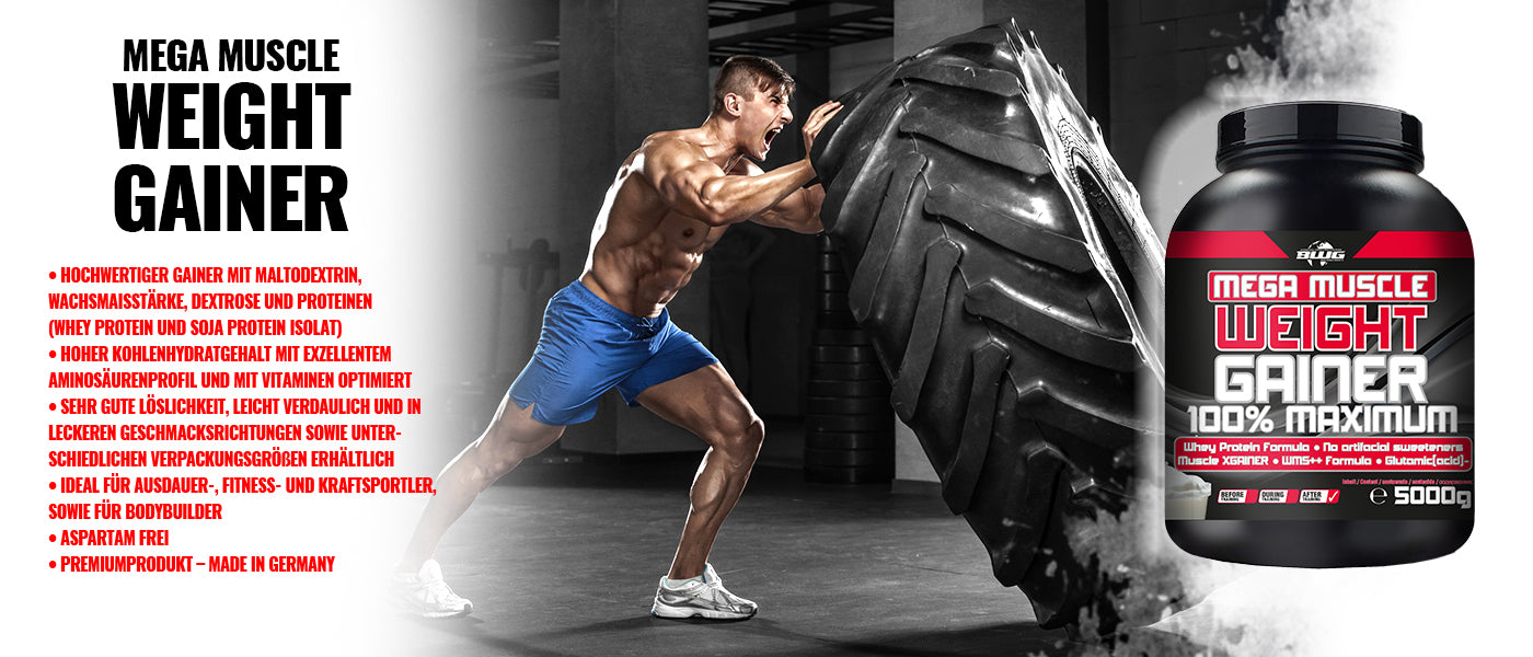 BWG Mega Muscle Weight Gainer von BodyworldGroup, 5kg, in verschiedenen Geschmacksrichtungen, Pulver für Muskelaufbau und Gewichtszunahme