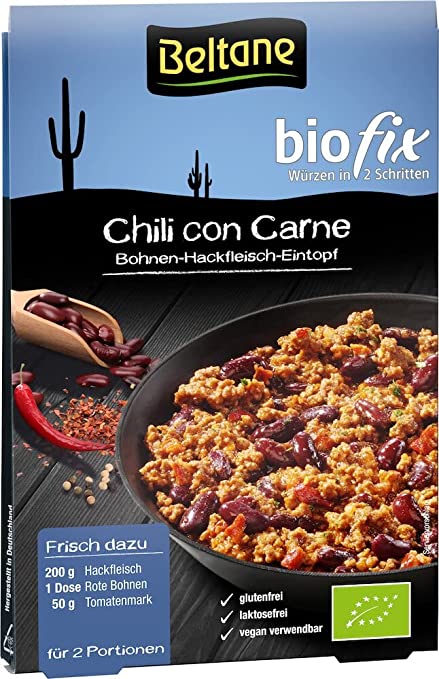 Beltane Biofix Chili con Carne Kochen, 28g, mit frischen Gewürzen und Chili, in einer Packung für würziges Gericht