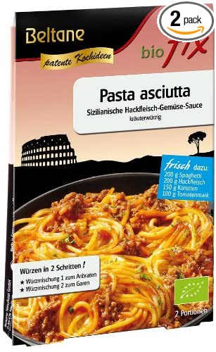 Beltane Biofix Pasta Asciutta, ab 2x 29,8g Packung, ungekochte Bio-Pasta in einer weißen Verpackung mit Pasta-Form