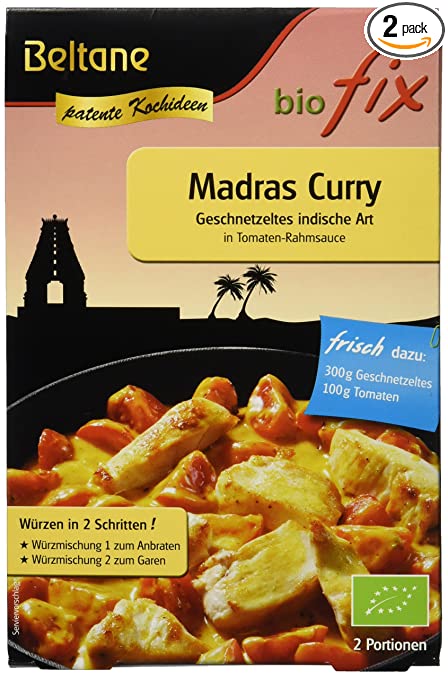 Beltane Bio Madras Curry Gewürzmischung in einer 19,7g Packung, ideal zum Kochen, mit natürlichen Bio-Zutaten