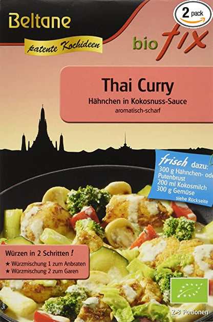 Beltane Biofix Thai Curry Gewürzmischung in 2x 20,9g Packungen, ideal zum Kochen authentischer Thai Gerichte