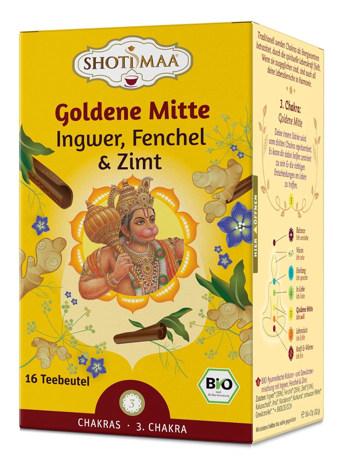Shoti Maa Bio-Ayurveda-Tee Goldene Mitte - Ingwer, Fenchel & Zimt, (6x32g) - fit and life shop