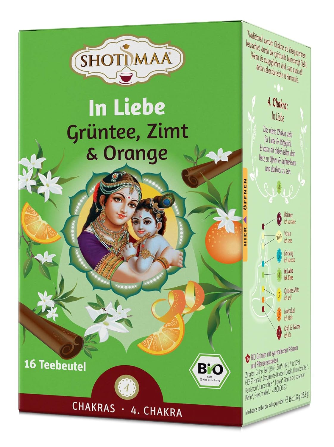 Shoti Maa Bio-Ayurveda-Tee In Liebe - Grüntee, Zimt & Orange, (28.8g) - fit and life shop