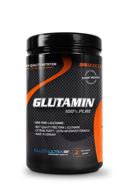 SRS Glutamin Pure Pulver in Dose, BCAA und L-Glutamin, 500g Packung, sportliche Nahrungsergänzung