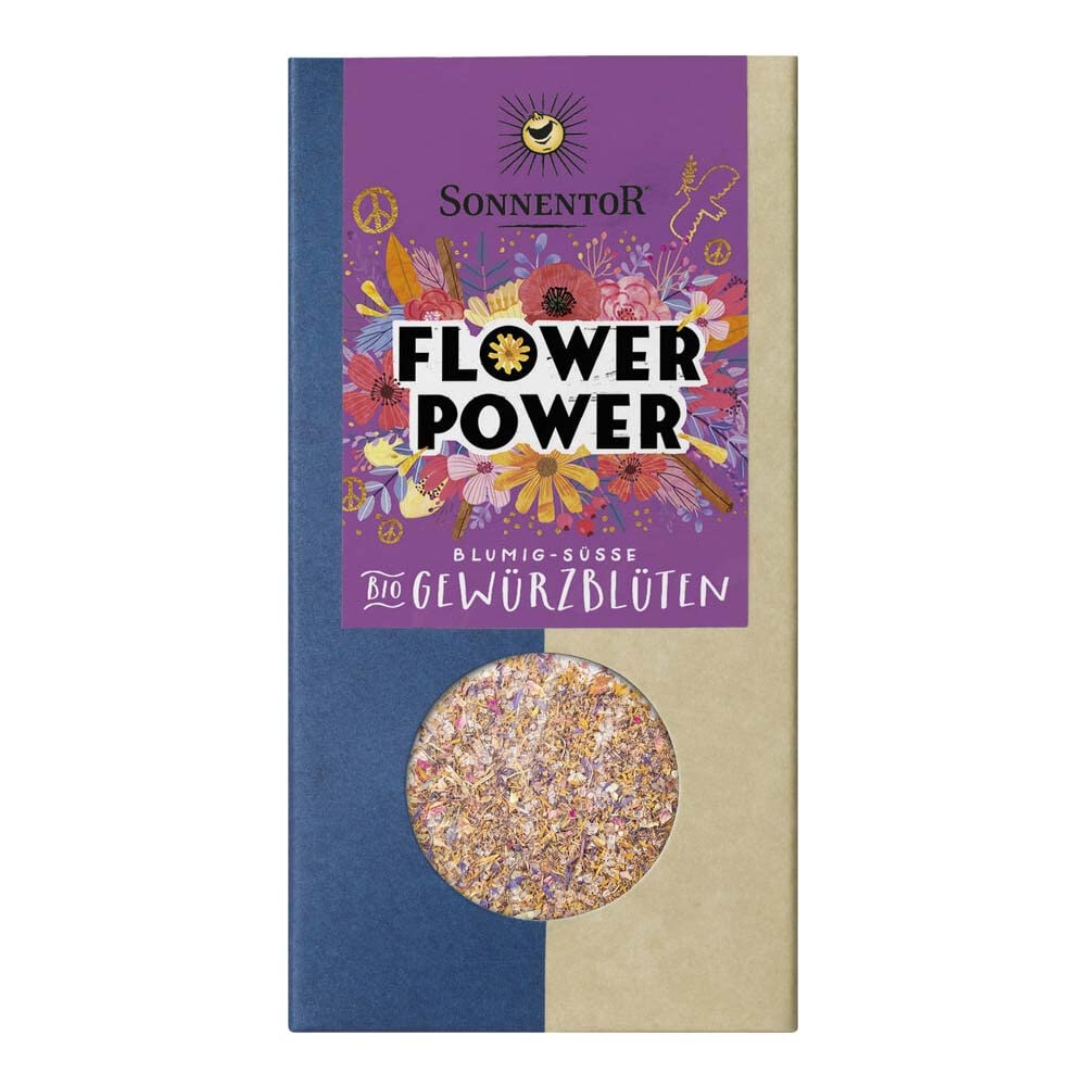 Bio Flower Power Gewürzblüten von Sonnentor, bunte getrocknete Blüten für Gewürze und Saucen, 2x35g.