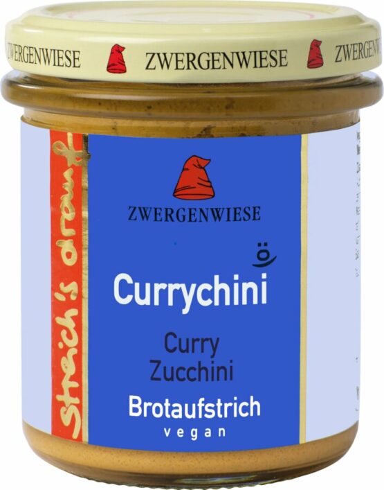 Zwergenwiese Bio Aufstrich streichs drauf Currychini (Curry-Zucchini) laktosefrei, 160 g - fit and life shop