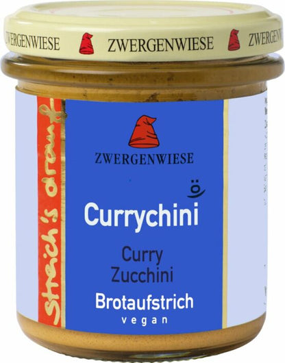 Zwergenwiese Bio Aufstrich streichs drauf Currychini (Curry-Zucchini) laktosefrei, 160 g - fit and life shop