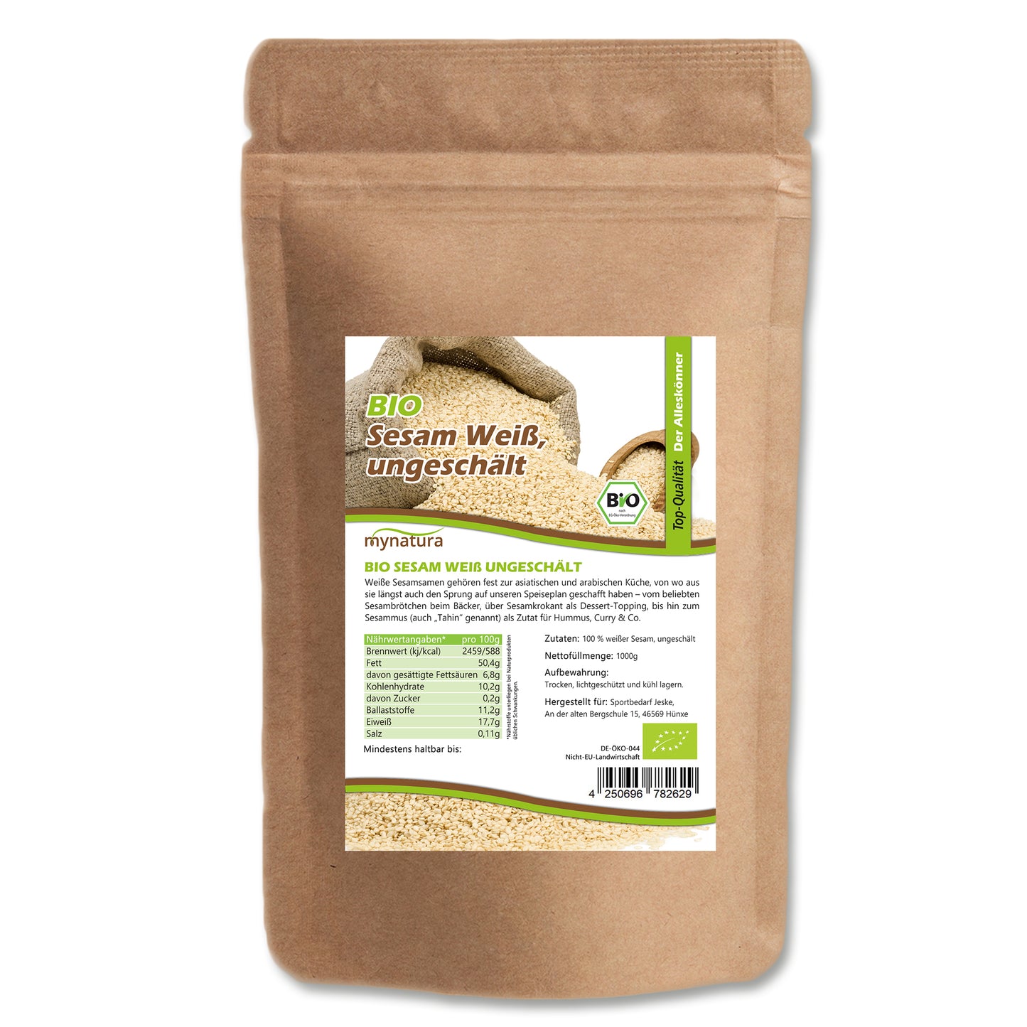 Mynatura weißer ungeschälter Sesam - 1000g