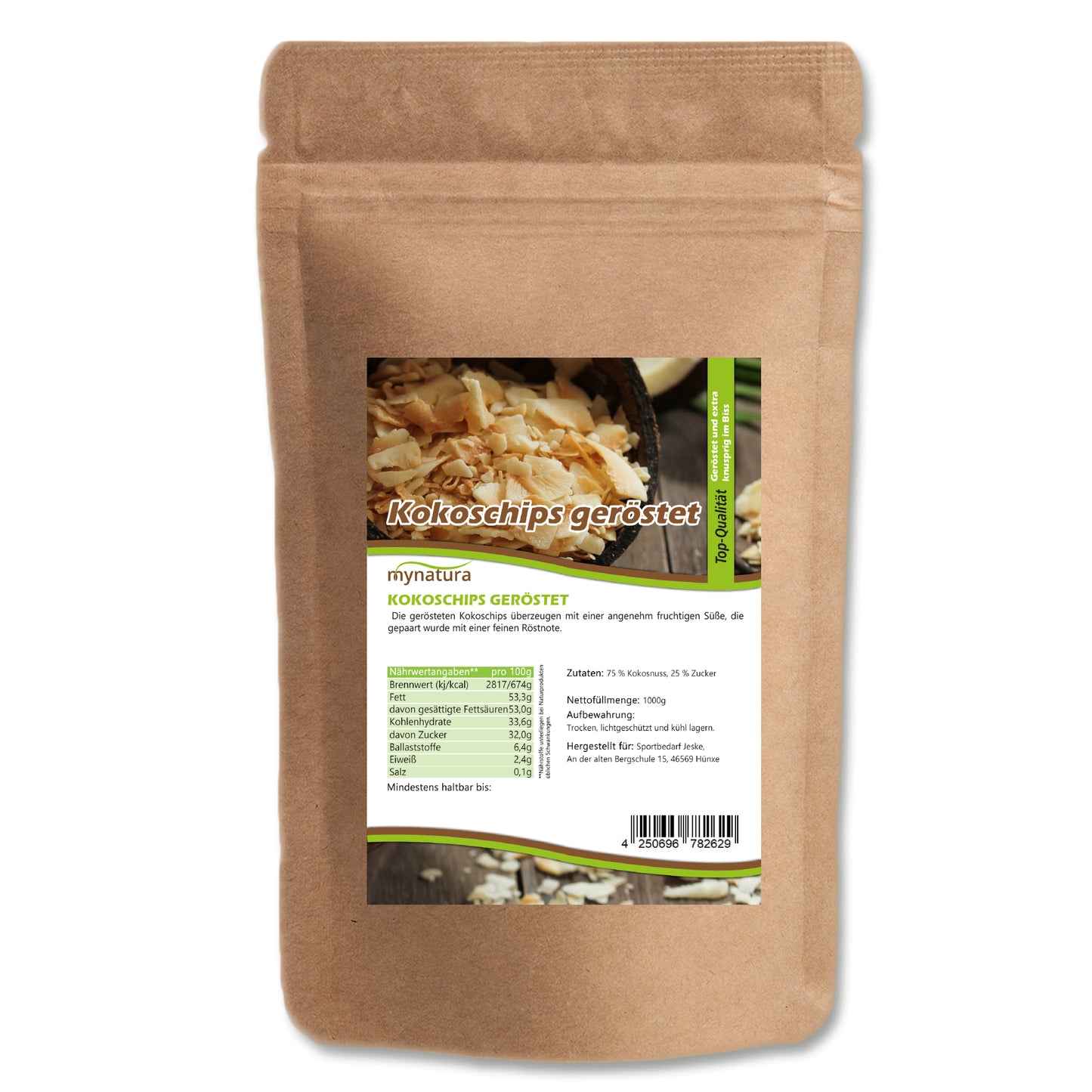Geröstete Kokoschips von Mynatura – Knuspriger Bio‑Snack aus 100 % Kokosnuss - fit and life shop