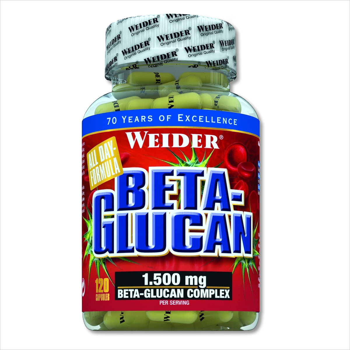 Weider Beta Glucan Kapseln in Dose, Vitamin- und Mineralpräparat, 120 Stück, natürliche Immunstärkung