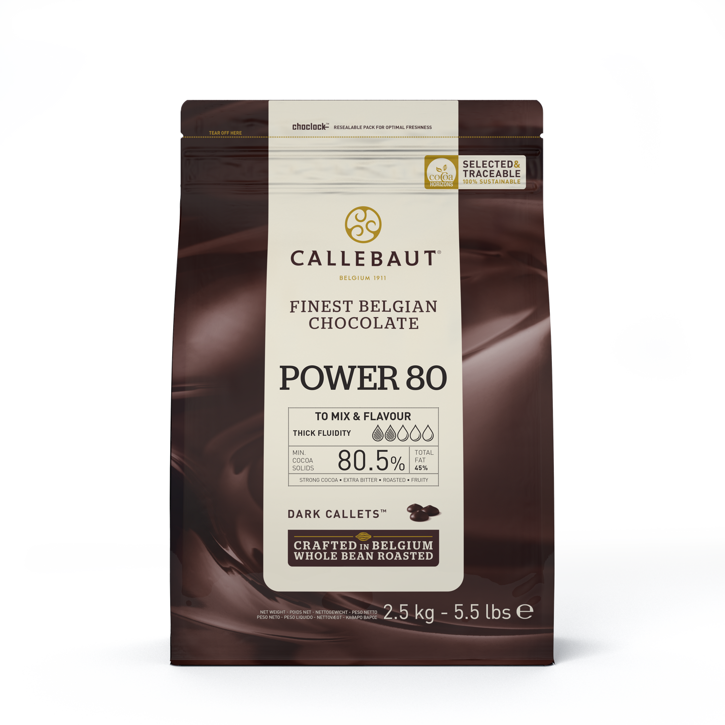 Dunkle Callebaut Callets Power 80 zum Kochen, ab 2,5 kg, glänzende Schokoladenstückchen, ideal für Backen und Desserts