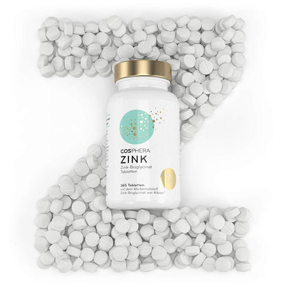 Cosphera - Zink Hochdosiert 25mg Zink-Bisglycinat - 365 vegane Tabletten