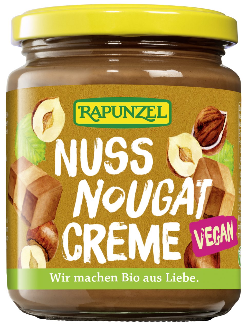 Rapunzel Bio Nuss-Nougat-Creme vegan, cremige Haselnuss-Schokoladencreme in Glas, für Brot und Desserts, ab 250g
