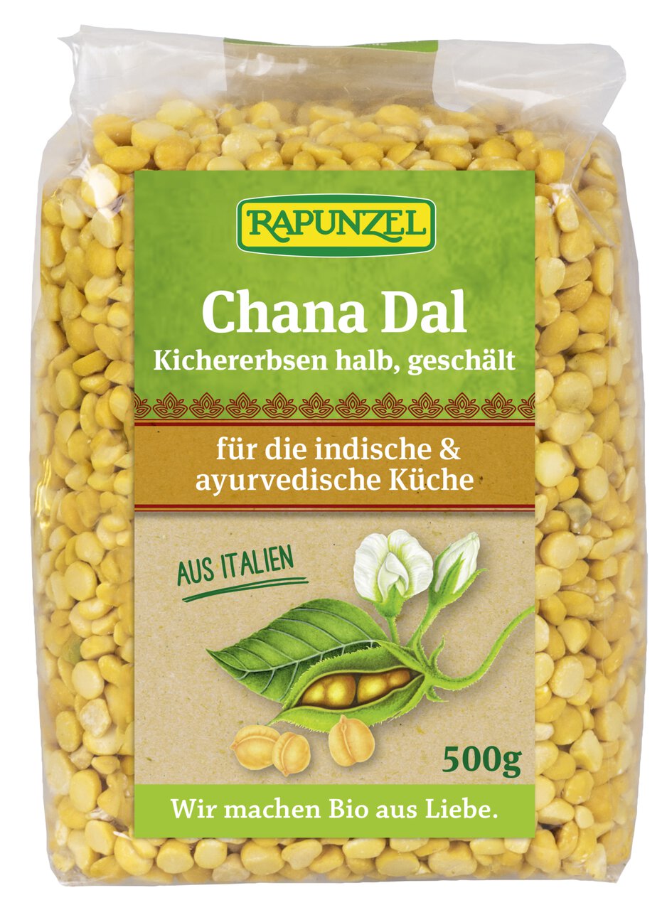 Rapunzel Chana Dal, Kichererbsen halb, geschält (500g) - fit and life shop