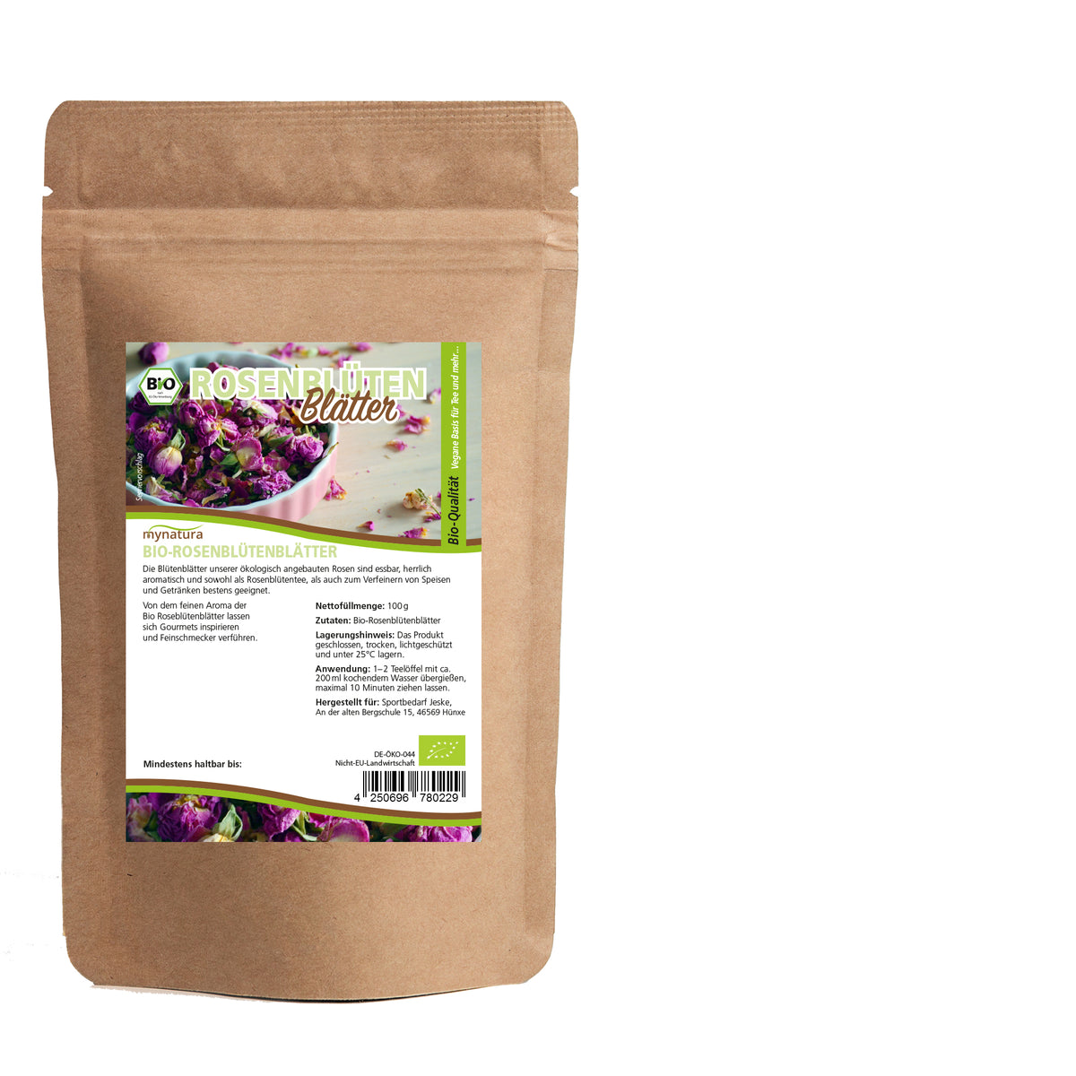 Mynatura Bio getrocknete Rosenblütenblätter – 100g Beutel