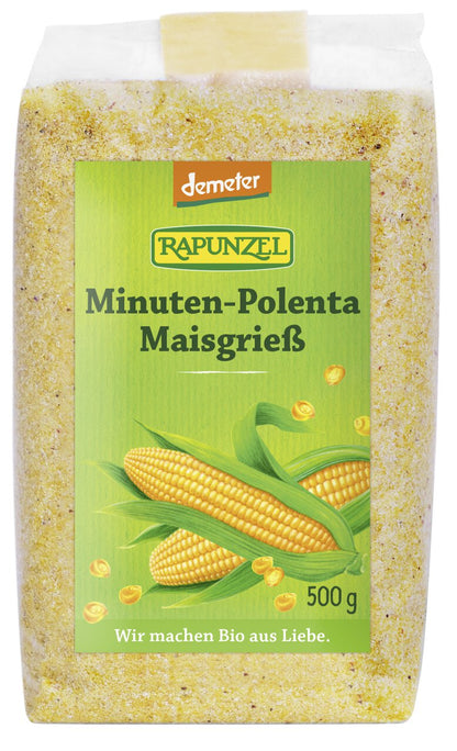 Bio Minuten-Polenta von Rapunzel, Demeter-zertifizierter Maisgrieß, in 500g Verpackung, zum Kochen geeignet