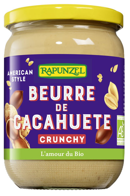 Bio Erdnussbutter Crunchy von Rapunzel, 500g, mit knackigen Erdnüssen für das Kochen und Brotaufstrich.