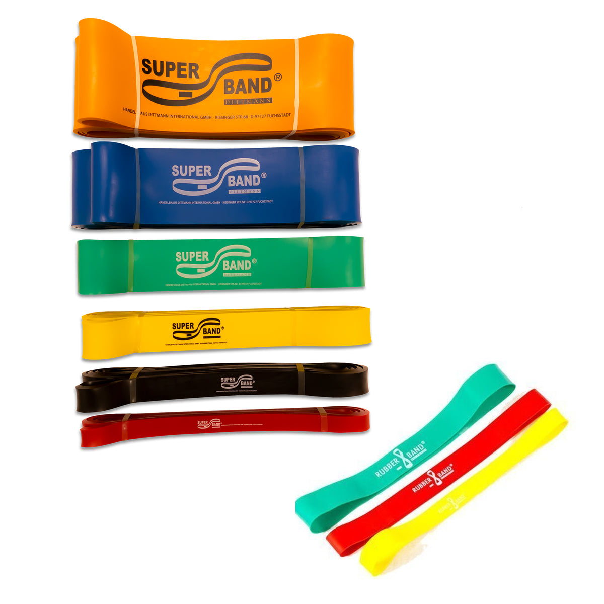 Dittmann SUPERBAND Gymnastikband - verschiedene Stärken + Bonus BODYTUBE