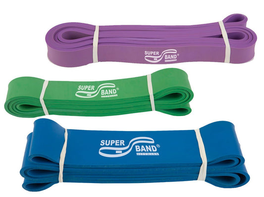 Dittmann Gymnastikband SUPERBAND - 3er Kombi - Lila, Grün, Blau